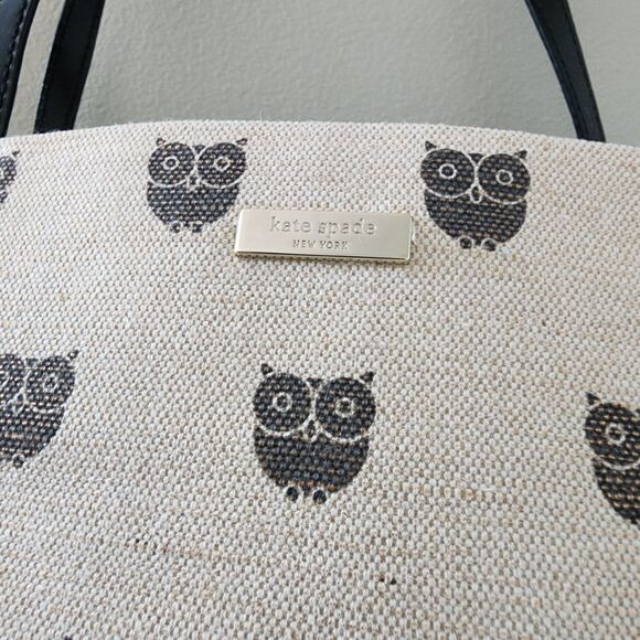 Kate Spade Owl Tweed Wool Burlap Tote NWT - Picture 7 of 8